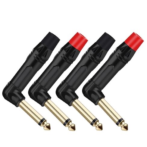 10PCS Right Angle Jack 6.35MM Mono/Stereo 6.3MM Male Connector Brass 1/4 Inch Plug Microphone Connector(Mono Red) in Saudi Arabia