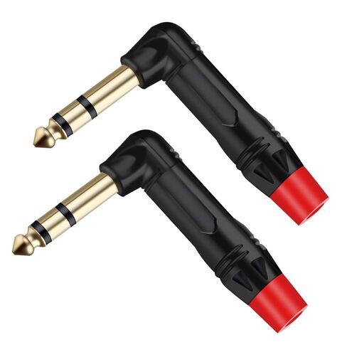 10PCS Right Angle Jack 6.35MM Mono/Stereo 6.3MM Male Connector Brass 1/4 Inch Plug Microphone Connector(Mono Red) in Saudi Arabia