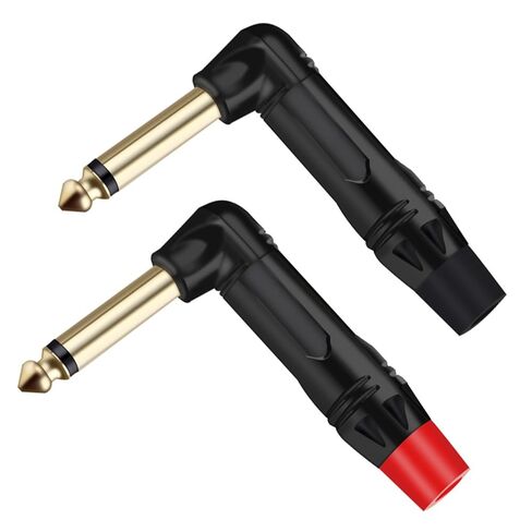 10PCS Right Angle Jack 6.35MM Mono/Stereo 6.3MM Male Connector Brass 1/4 Inch Plug Microphone Connector(Mono Red) in Saudi Arabia