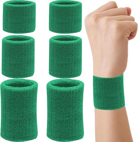6 Pieces Multi-Sizes Sweatbands Sports Wristband for Men Women Moisture Wicking Tennis Wrist Bands Athletic Cotton Terry Cloth Sweatband for Pickleball,Basketball,Running,Gym,Working Out -Black in Saudi Arabia