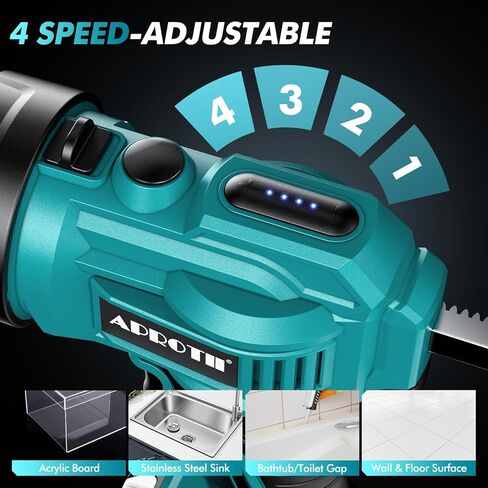 APROTII Electric Caulking Gun Compatible with Makita Battery, Cordless Caulk Gun w/ 4 Adjustable Speeds, LED Light, Drip-Free Adhesive 10OZ Caulk Gun for Filling, Sealing (No Battery) (10 oz) in Kuwait