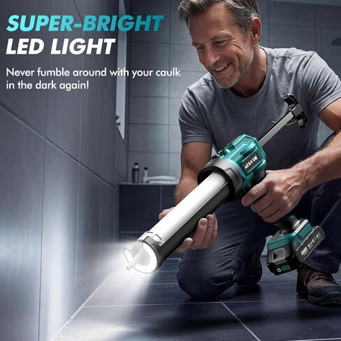 APROTII Electric Caulking Gun Compatible with Makita Battery, Cordless Caulk Gun w/ 4 Adjustable Speeds, LED Light, Drip-Free Adhesive 10OZ Caulk Gun for Filling, Sealing (No Battery) (10 oz) in Kuwait