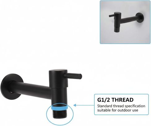1pcs Garden Bathroom Faucet Single Cold Water Tap 304 Stainless Steel Black Wall Mounted (for Mop Pool) in Saudi Arabia