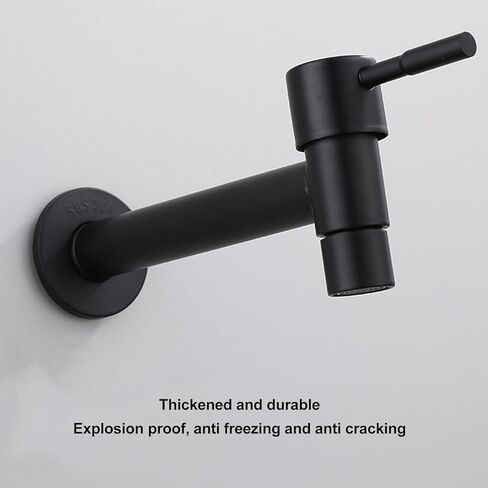 1pcs Garden Bathroom Faucet Single Cold Water Tap 304 Stainless Steel Black Wall Mounted (for Mop Pool) in Saudi Arabia