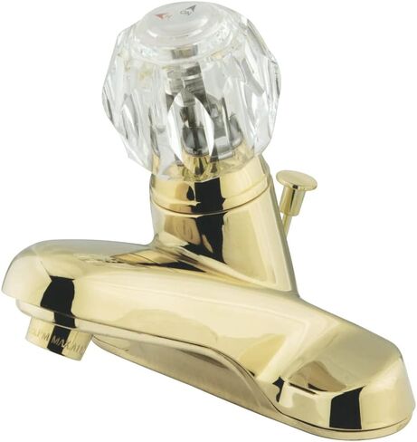 Kingston Brass KB521 Americana 4-Inch Centerset Single Acrylic Handle Lavatory Faucet with Plastic Pop-Up, Polished Chrome in Saudi Arabia