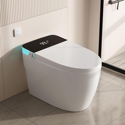 Smart Toilet with Elongated Heated Seat, Auto Flush, Manual Soft-Close Seat & Lid, Night Light, Tankless Electric Toilets for Bathroom with Siphon Dual Flush 0.8/1 GPF, MAP 1000g in Saudi Arabia