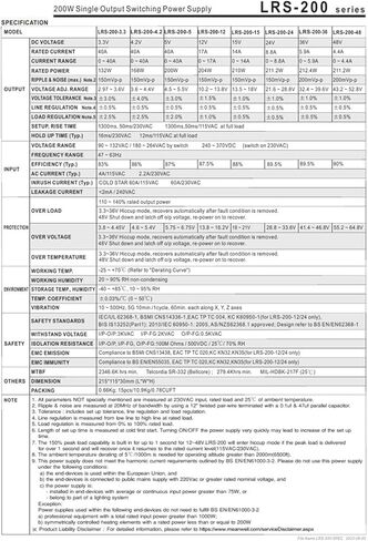 LRS-200-12 204W Single Output Switching Power Supply LRS-200 12V 17A in Saudi Arabia