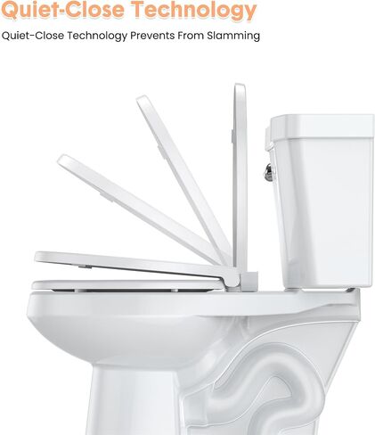 Elongated Toilet Seat Slow Close, Easy to Install & Clean, Soft Close Toilet Seat, Detachable Seat for Longtime Usage, White in Kuwait