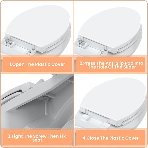 Elongated Toilet Seat Slow Close, Easy to Install & Clean, Soft Close Toilet Seat, Detachable Seat for Longtime Usage, White in Kuwait