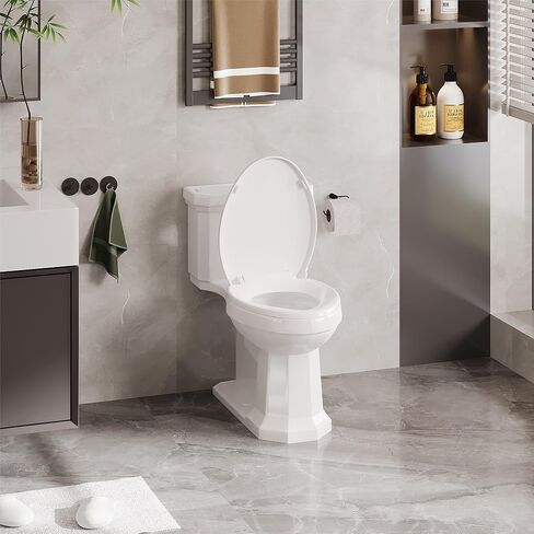 Elongated Toilet Seat Slow Close, Easy to Install & Clean, Soft Close Toilet Seat, Detachable Seat for Longtime Usage, White in Kuwait