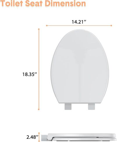 Elongated Toilet Seat Slow Close, Easy to Install & Clean, Soft Close Toilet Seat, Detachable Seat for Longtime Usage, White in Kuwait