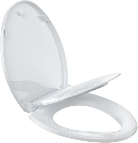 Elongated Toilet Seat Slow Close, Easy to Install & Clean, Soft Close Toilet Seat, Detachable Seat for Longtime Usage, White in Kuwait