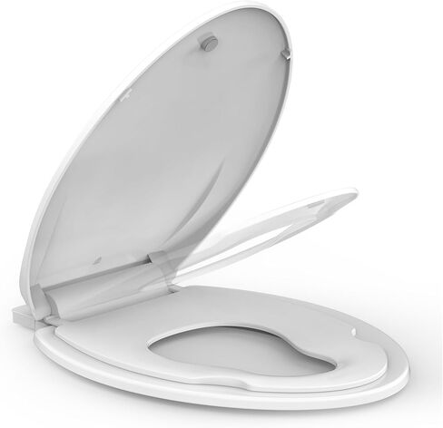Elongated Toilet Seat Slow Close, Easy to Install & Clean, Soft Close Toilet Seat, Detachable Seat for Longtime Usage, White in Kuwait