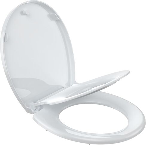 Elongated Toilet Seat Slow Close, Easy to Install & Clean, Soft Close Toilet Seat, Detachable Seat for Longtime Usage, White in Kuwait