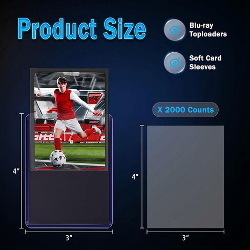 3000 Packs Card Sleeves Hard Plastic Sleeves 3"x 4" Baseball Card Protectors for Trading Sports Game Football Cards in Saudi Arabia