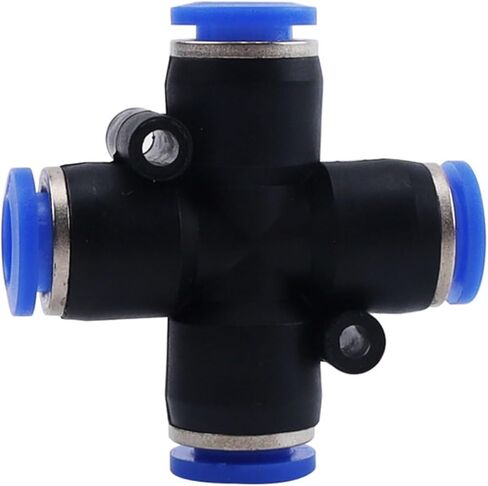Cross Joint Copper Pneumatic Four-way Quick Insertion PZA6 Blue Plastic 1Pcs(Pza6(blue)) in Saudi Arabia
