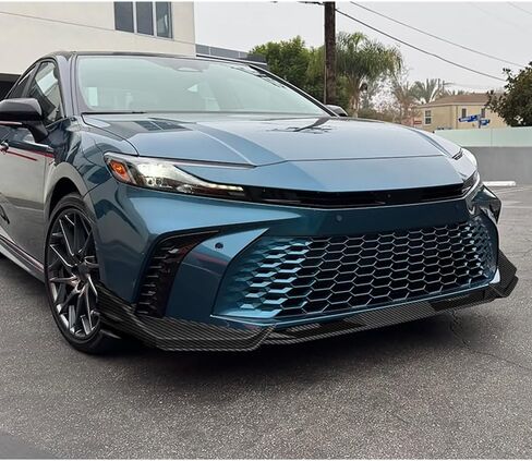 Q1-TECH، 5 قطع من الشفة الأمامية + تنورة جانبية Rocker Winglet Canard Diffuser Wing متوافق مع طراز 2025-2027 Toyota Camry SE/XSE، مقسم الشفة الأمامية ABS (أسود لامع) in Saudi Arabia