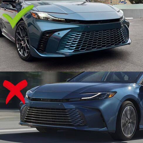 Q1-TECH، 5 قطع من الشفة الأمامية + تنورة جانبية Rocker Winglet Canard Diffuser Wing متوافق مع طراز 2025-2027 Toyota Camry SE/XSE، مقسم الشفة الأمامية ABS (أسود لامع) in Saudi Arabia