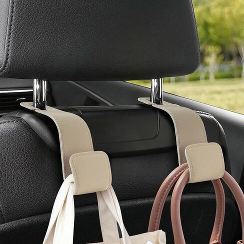 Leather Car Purse Hooks with Larger Strap Holder Purse Hook Purse Holder for car car seat Back Hooks Automotive seat Back Organizer headrest Hooks for Bags and Purse (Black, 2pcs) in Saudi Arabia