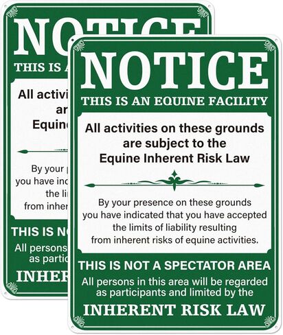 2 Pack Equine Liability Sign 10 × 14 Inch Rust Free Waterproof Aluminum Equine Activity Warning Signs for Racecourse Horse Arena Barn Stable Ranch Farm Outdoor in Saudi Arabia