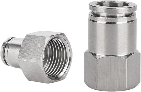 304 Stainless Steel Pneumatic Quick Connector Trachea Insertion PCF12-04 Inner Thread Straight Through 6-01/8-02 2Pcs(StainlessSteelPCF16-03) in Kuwait
