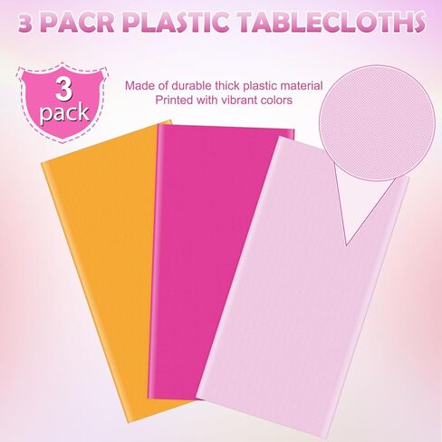 3 Pack Pink and Orange Plastic Tablecloth Party Decorations, Groovy Hot Pink and Orange Disposable Table Cover, Rectangle Table Cloth for Tequila Sunrise Sunset Birthday Party Decorations, 54x108 Inch in Saudi Arabia