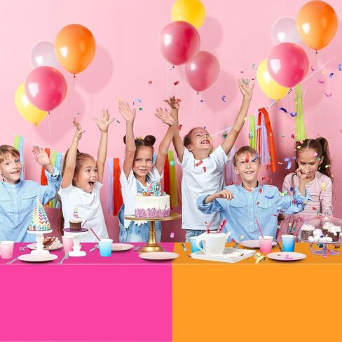 3 Pack Pink and Orange Plastic Tablecloth Party Decorations, Groovy Hot Pink and Orange Disposable Table Cover, Rectangle Table Cloth for Tequila Sunrise Sunset Birthday Party Decorations, 54x108 Inch in Saudi Arabia