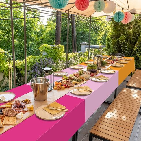 3 Pack Pink and Orange Plastic Tablecloth Party Decorations, Groovy Hot Pink and Orange Disposable Table Cover, Rectangle Table Cloth for Tequila Sunrise Sunset Birthday Party Decorations, 54x108 Inch in Saudi Arabia