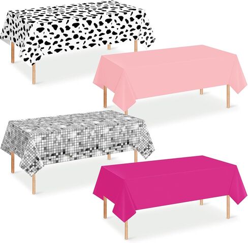 3 Pack Pink and Orange Plastic Tablecloth Party Decorations, Groovy Hot Pink and Orange Disposable Table Cover, Rectangle Table Cloth for Tequila Sunrise Sunset Birthday Party Decorations, 54x108 Inch in Saudi Arabia