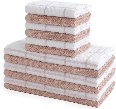 12 Pack Kitchen Towels and Dishcloths Set, 100% Cotton Soft and Absorbent Kitchen Towels 16 x 25 inche & 13 x 13inche Dishcloths in Saudi Arabia
