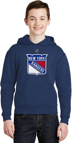 Outerstuff New York Rangers Youth Boys Team Primary Logo Pullover Fleece Hoodie in Saudi Arabia