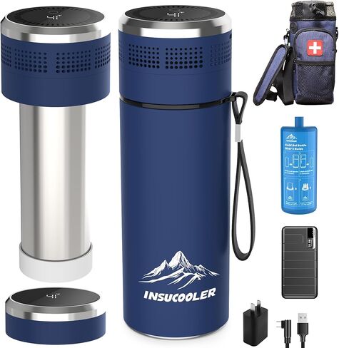 Insucool Medication Cooler for Travel Innovative Cooling Design Insulin Pen Cooler TSA Approved, Real-Time Temperature Display Large Capacity Storage Portable USB Compatibility Blue in Saudi Arabia