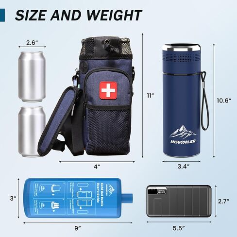 Insucool Medication Cooler for Travel Innovative Cooling Design Insulin Pen Cooler TSA Approved, Real-Time Temperature Display Large Capacity Storage Portable USB Compatibility Blue in Saudi Arabia