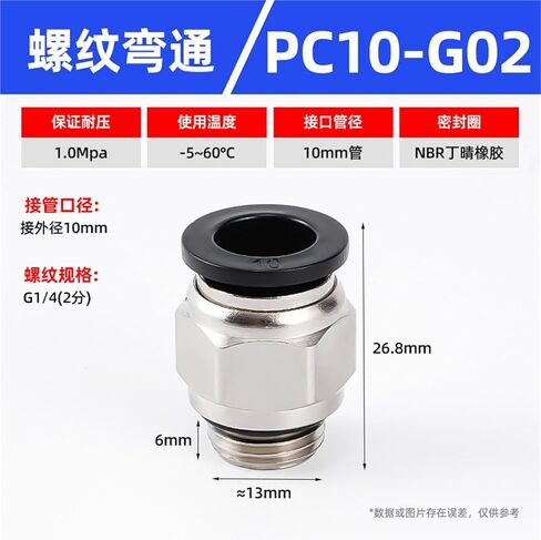 أسود/أبيض G-thread مستقيم من خلال موصل سريع PC8-02/10-02 المقابس مكون هوائي 1 قطعة (PC10-G02) in Saudi Arabia