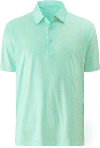 Golf Shirts for Men Short Sleeve Dry Fit Geometric Print Moisture Wicking UPF 50+ Casual Collared Polo Shirt in Saudi Arabia