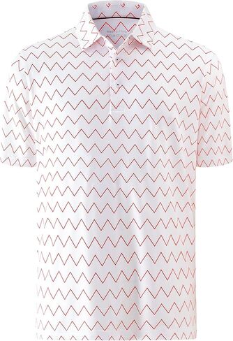Golf Shirts for Men Short Sleeve Dry Fit Geometric Print Moisture Wicking UPF 50+ Casual Collared Polo Shirt in Saudi Arabia