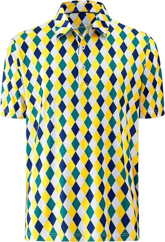 Golf Shirts for Men Short Sleeve Dry Fit Geometric Print Moisture Wicking UPF 50+ Casual Collared Polo Shirt in Saudi Arabia