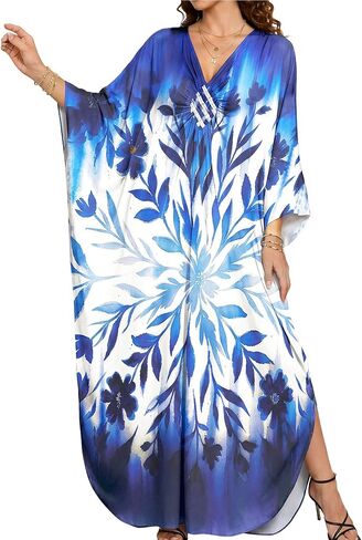 Kaftan Dresses for Women Plus Size Caftans Batwing Sleeve Moo Moos Beach Swimsuit Cover Up Summer Dress in Saudi Arabia