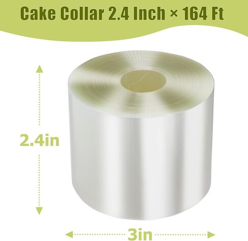 Thin Cake Collar 2.4 Inch×164 Ft, Acetate Roll Clear Cake Strips, 75 Microns Thin Acetate Sheets for Mousse Cake Decorating in Saudi Arabia