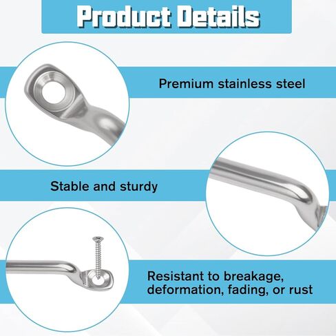 SPEEDWOX 4pcs Kayak Pad Eye Stainless Steel Boat Top PAD Eye Eye Straps Kayak Deck Loops Cooler Tie Down Battery Hold Down Marine Hardware for Kayak, Boat, Hanging Shade Sails, Canoe Rigging in Saudi Arabia