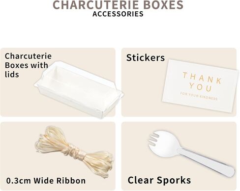 Small Charcuterie Boxes with Clear Lids and Forks - To Go Paper Mini Charcuterie Box, Disposable Food Containers, 5Inch Dessert Boxes for Cookie, Cake Slice, Strawberries (White) (50) in Saudi Arabia