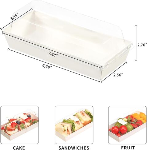 Small Charcuterie Boxes with Clear Lids and Forks - To Go Paper Mini Charcuterie Box, Disposable Food Containers, 5Inch Dessert Boxes for Cookie, Cake Slice, Strawberries (White) (50) in Saudi Arabia