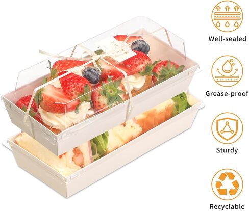 Small Charcuterie Boxes with Clear Lids and Forks - To Go Paper Mini Charcuterie Box, Disposable Food Containers, 5Inch Dessert Boxes for Cookie, Cake Slice, Strawberries (White) (50) in Saudi Arabia