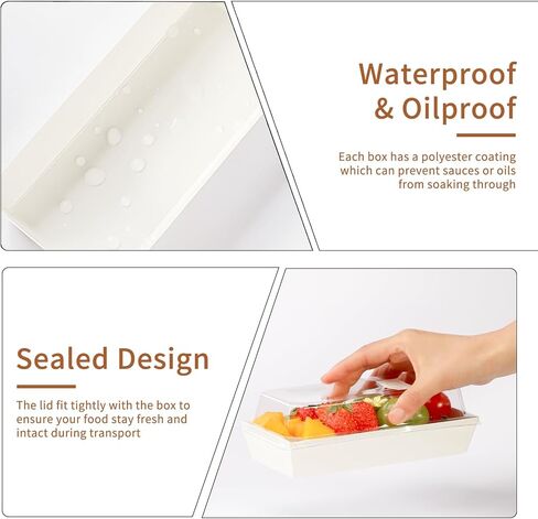 Small Charcuterie Boxes with Clear Lids and Forks - To Go Paper Mini Charcuterie Box, Disposable Food Containers, 5Inch Dessert Boxes for Cookie, Cake Slice, Strawberries (White) (50) in Saudi Arabia