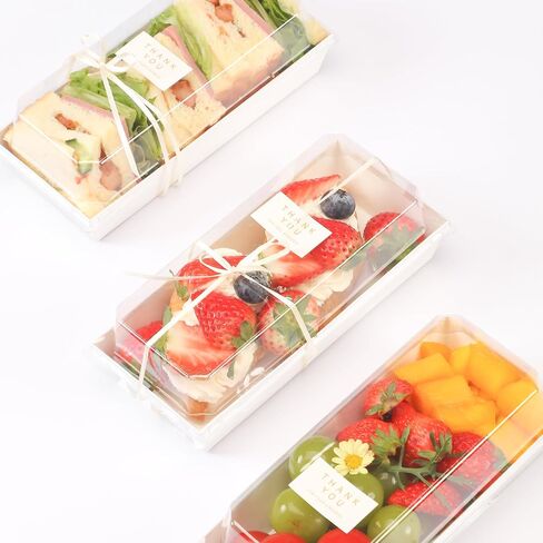 Small Charcuterie Boxes with Clear Lids and Forks - To Go Paper Mini Charcuterie Box, Disposable Food Containers, 5Inch Dessert Boxes for Cookie, Cake Slice, Strawberries (White) (50) in Saudi Arabia