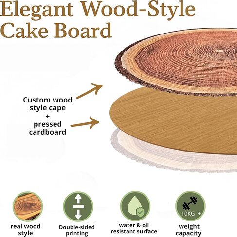 Cake boards 12in, set-8 Cake drum waterproof, Natural Rustic style, Cake drums, display board, wooden cardboard cake rounds holder, Rustic cake Try, Cardboard rounds, For cakes/cupcakes/wedding cakes in Saudi Arabia