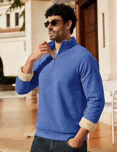 MAGCOMSEN Men's Quarter Zip Pullover Heavyweight Sherpa Lined Sweatshirt Warm Fleece 1/4 Pullover Winter Golf Casual in Saudi Arabia