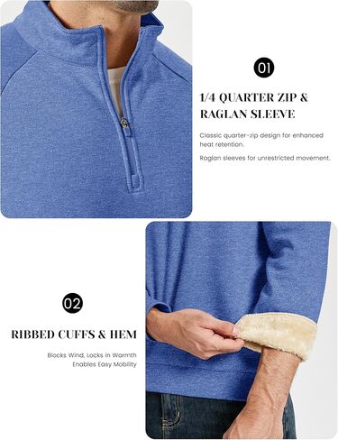 MAGCOMSEN Men's Quarter Zip Pullover Heavyweight Sherpa Lined Sweatshirt Warm Fleece 1/4 Pullover Winter Golf Casual in Saudi Arabia