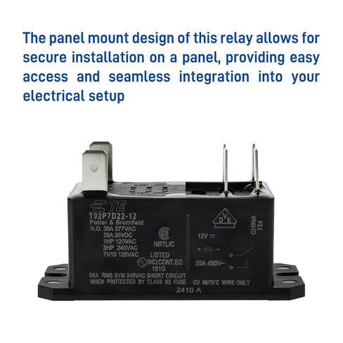 مرحل طاقة T92P7D22-12، مرحل تثبيت لوحة 12VDC 30A DPST-NO متوافق مع TE Connect ivity/Pot TER & Brum Field لأنظمة HVAC للسيارات والتحكم، عبوتان in Saudi Arabia