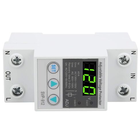SVP-912 مرحل حماية الجهد الكهربي، جهاز حماية الجهد الكهربي القابل للتعديل 120 فولت تيار متردد، 40 أمبير مفتاح حماية إعادة الضبط التلقائي تحت الجهد، مفتاح إعادة الضبط التلقائي للاسترداد الذاتي in Saudi Arabia